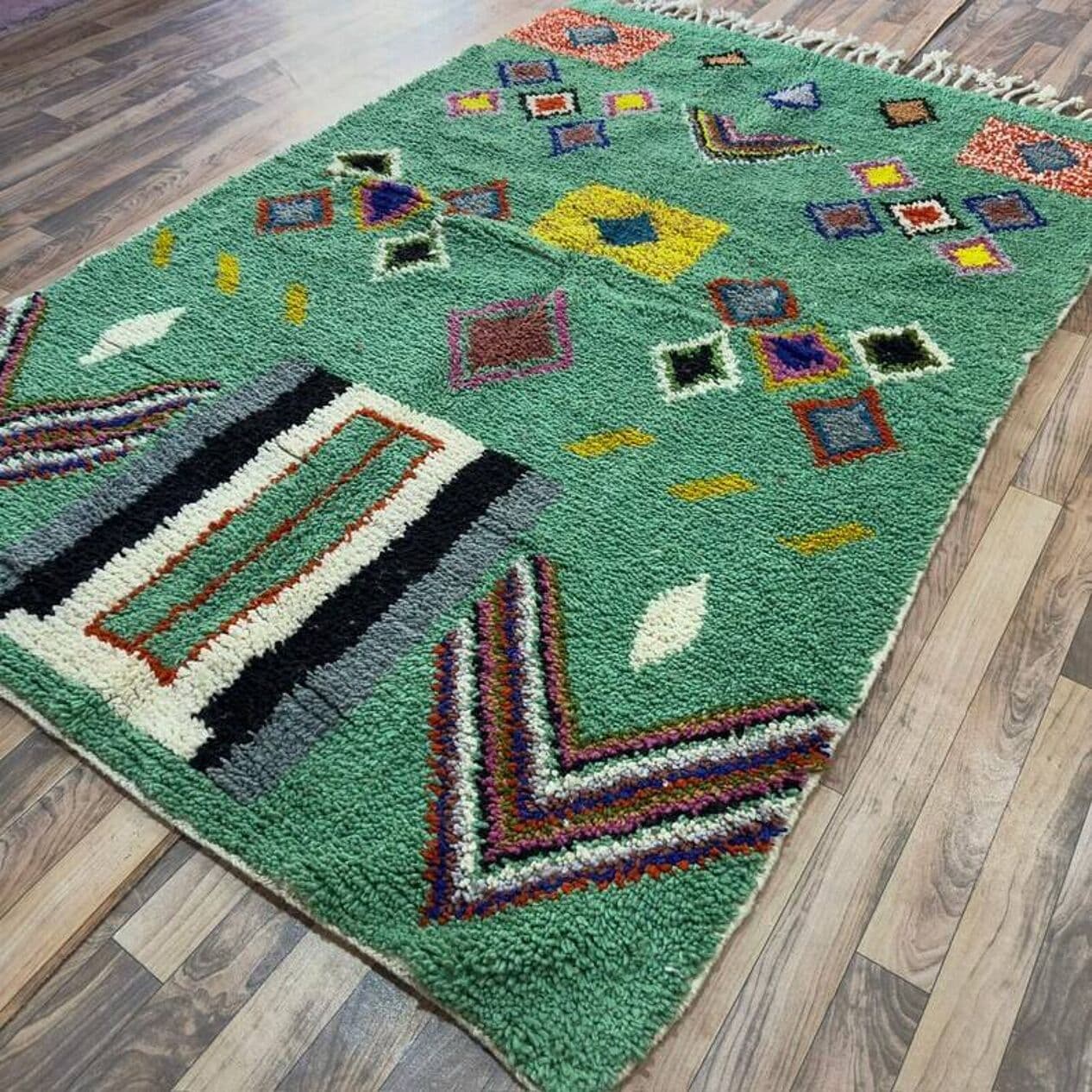 Ręcznie tkany dywan 250x150 cm, wełna, multikolor, Maroko - 202660