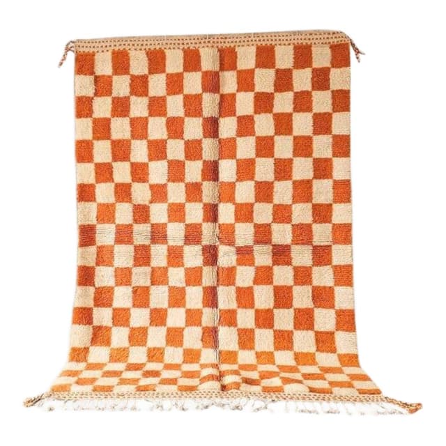 Ręcznie tkany dywan 250x150 cm, wełna, pomarańczowy, Maroko - WYMIARY