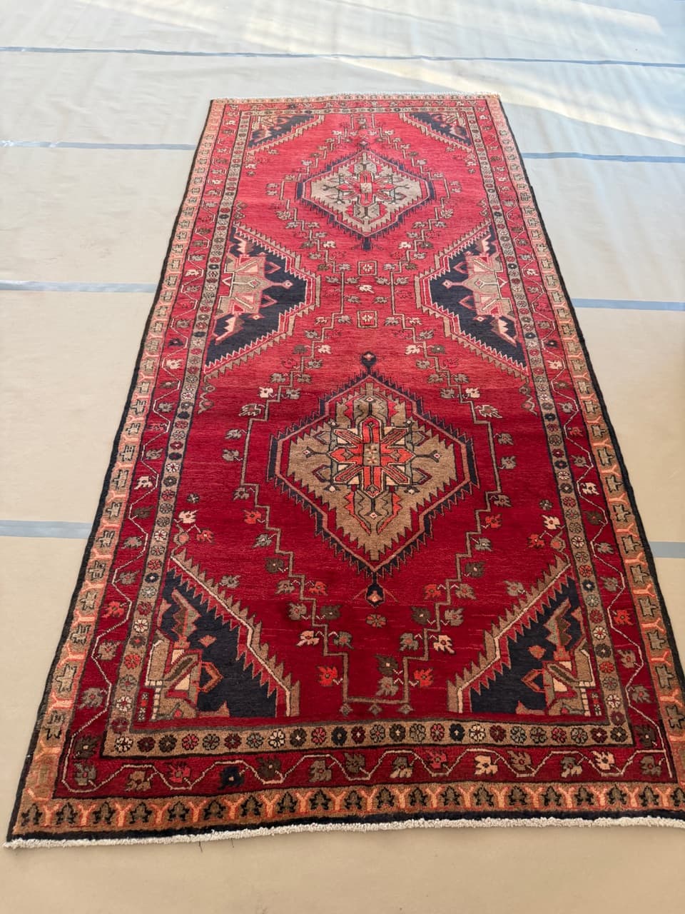 Runner Hamadan Kazak 326x145 cm, multicolor wool, Iran - 201851