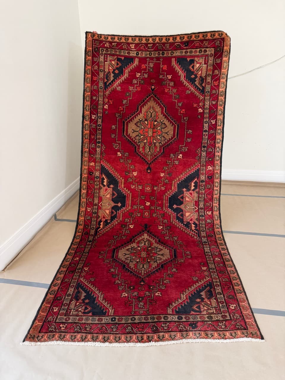 Runner Hamadan Kazak 326x145 cm, multicolor wool, Iran - 201855