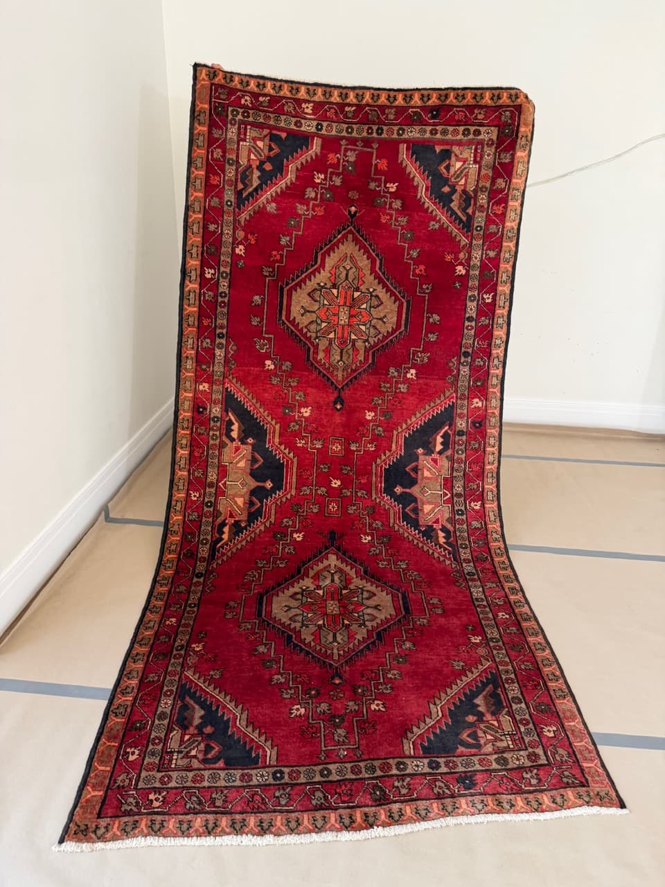 Runner Hamadan Kazak 326x145 cm, multicolor wool, Iran - 201860