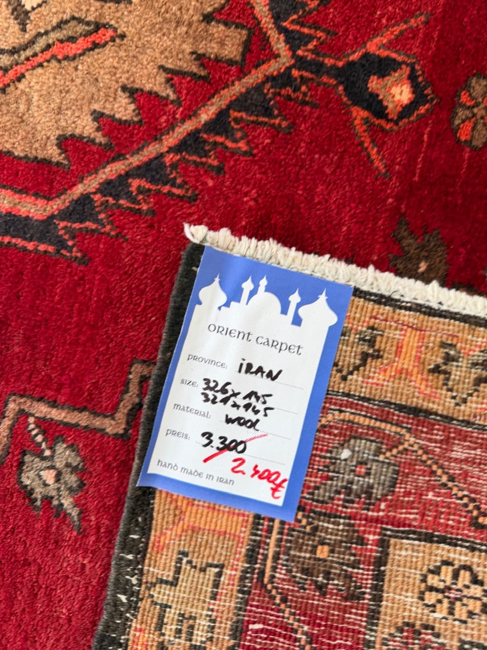 Runner Hamadan Kazak 326x145 cm, multicolor wool, Iran - 201854