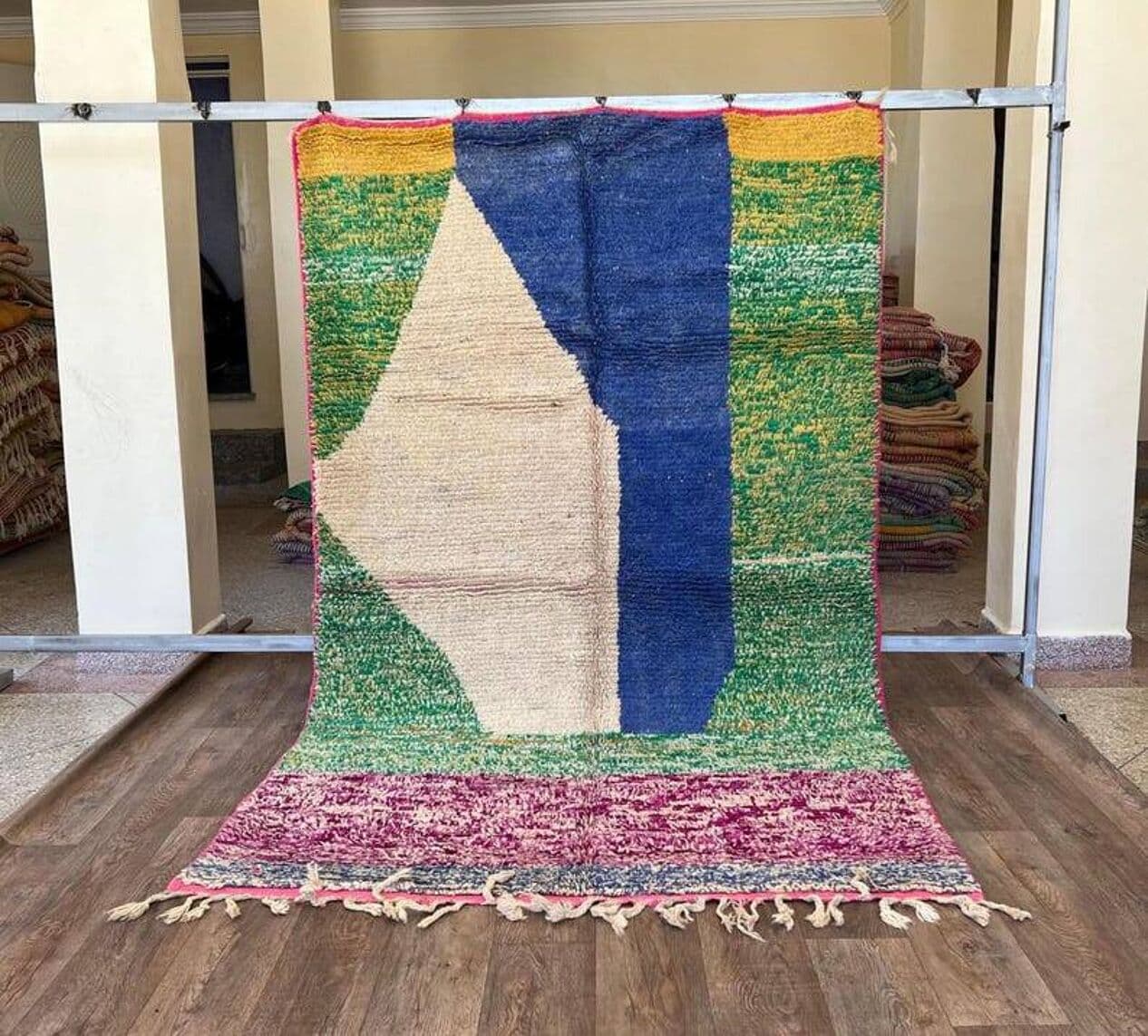 Ręcznie tkany dywan 200x300 cm, wełna, multikolor, Maroko - 202595