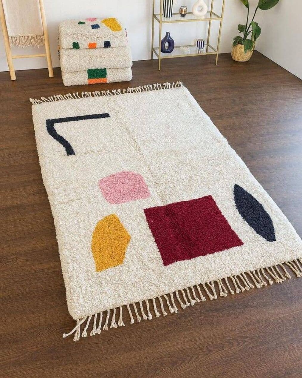 Ręcznie tkany dywan 250x150 cm, wełna, multikolor, Maroko - 202534