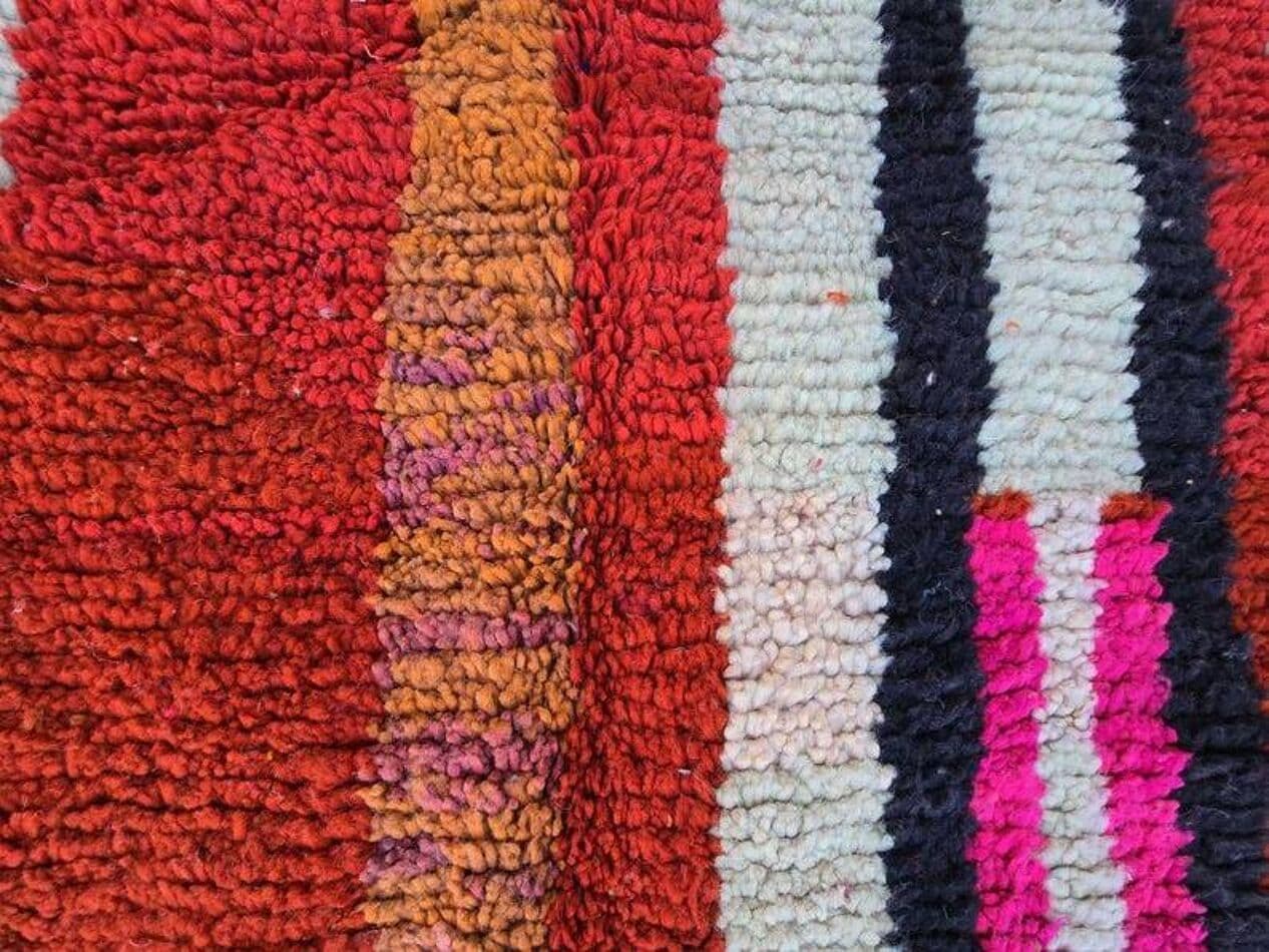 Ręcznie tkany dywan 250x150 cm, wełna, czerwony, wielokolorowy, Maroko - 202503