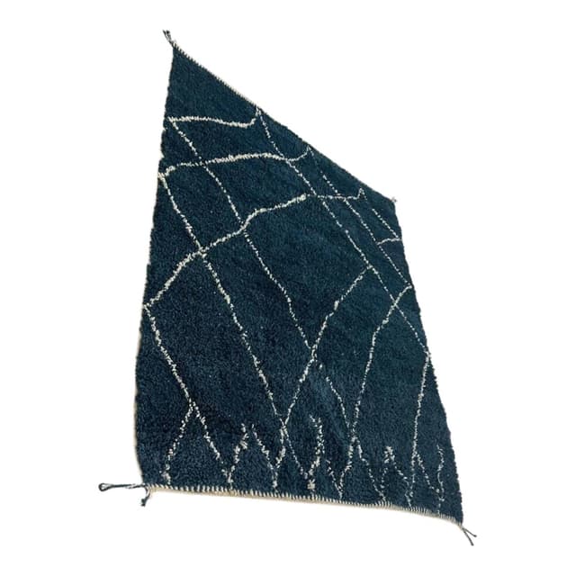 Ręcznie tkany dywan 200x300 cm, wełna, granatowy, biały, Maroko - WYMIARY