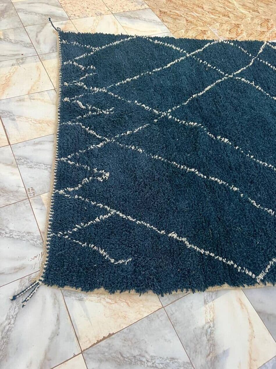 Ręcznie tkany dywan 200x300 cm, wełna, granatowy, biały, Maroko - 202497