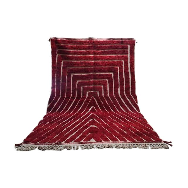 Ręcznie tkany dywan 200x300 cm, wełna, czerwony, kremowy, Maroko - WYMIARY