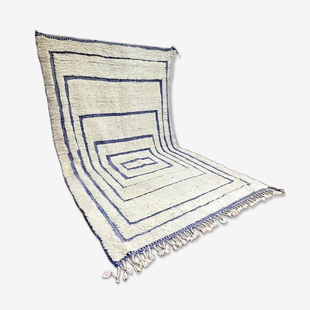 Ręcznie tkany dywan 200x300 cm, wełna, niebieski, beżowy, Maroko - 202428