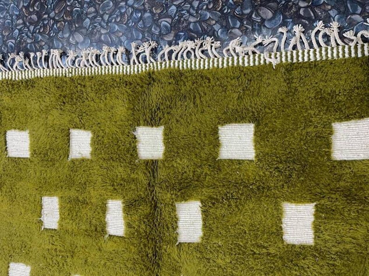 Ręcznie tkany dywan 200x300 cm, wełna, oliwkowy, Maroko - 202408