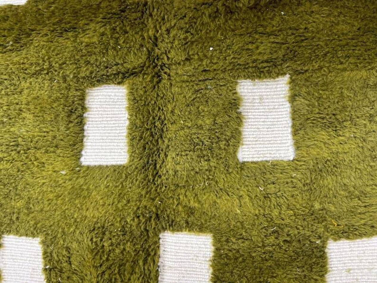 Ręcznie tkany dywan 200x300 cm, wełna, oliwkowy, Maroko - 202405