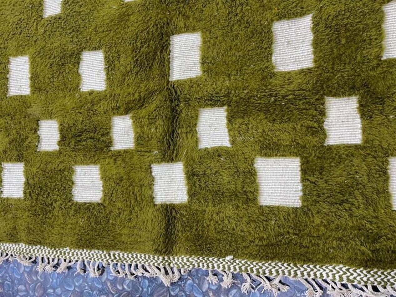 Ręcznie tkany dywan 200x300 cm, wełna, oliwkowy, Maroko - 202404