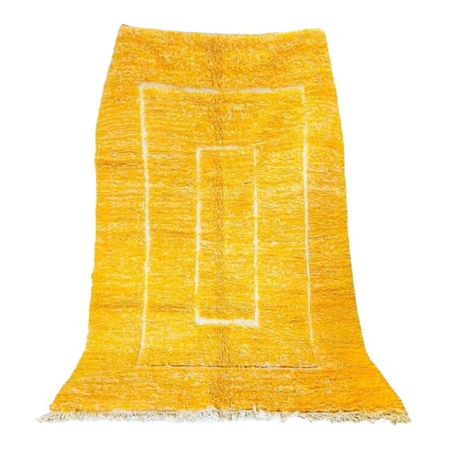 Ręcznie tkany dywan 250x150 cm, wełna, żółty, biały, Maroko - WYMIARY