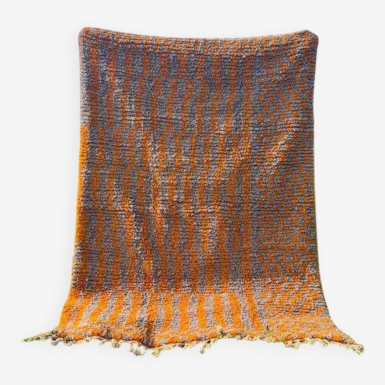 Ręcznie tkany dywan 250x150 cm, wełna, pomarańczowy, szary, Maroko - 202287