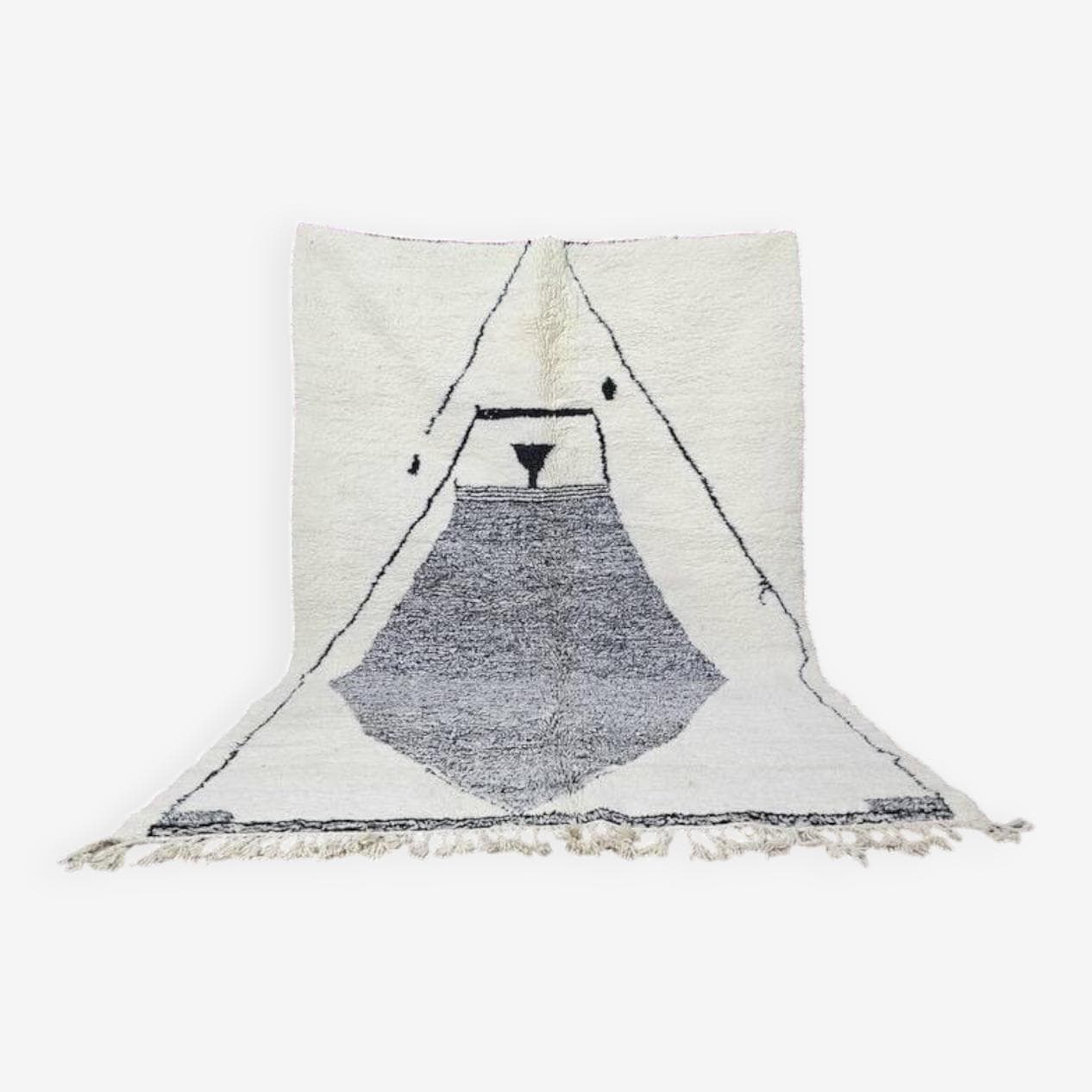 Ręcznie tkany dywan 250x150 cm, wełna, kremowy, czarny, Maroko - 202256