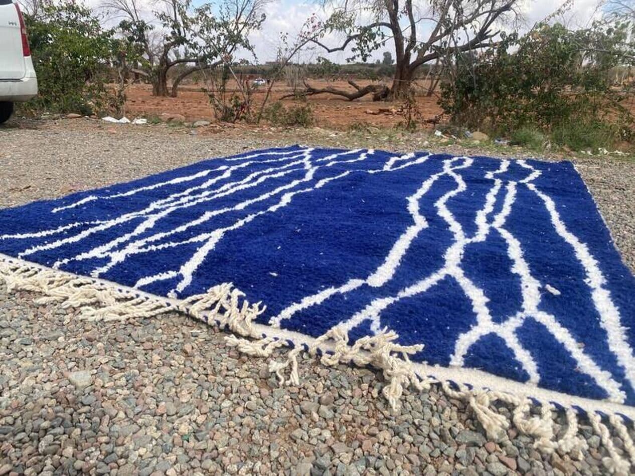 Ręcznie tkany dywan 200x300 cm, wełna, niebieski, Maroko - 202248