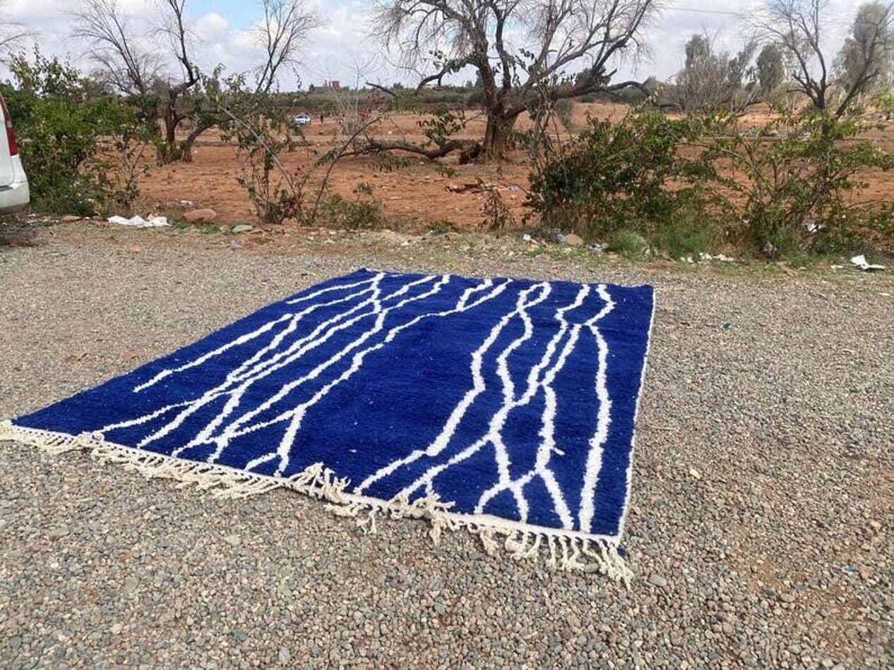 Ręcznie tkany dywan 200x300 cm, wełna, niebieski, Maroko - 202244