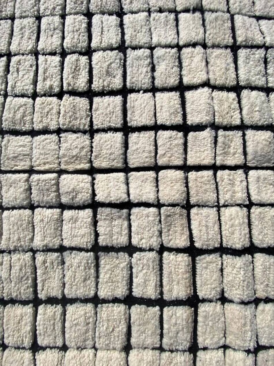 Ręcznie tkany dywan 200x300 cm, wełna, biały, czarny, Maroko - 202202