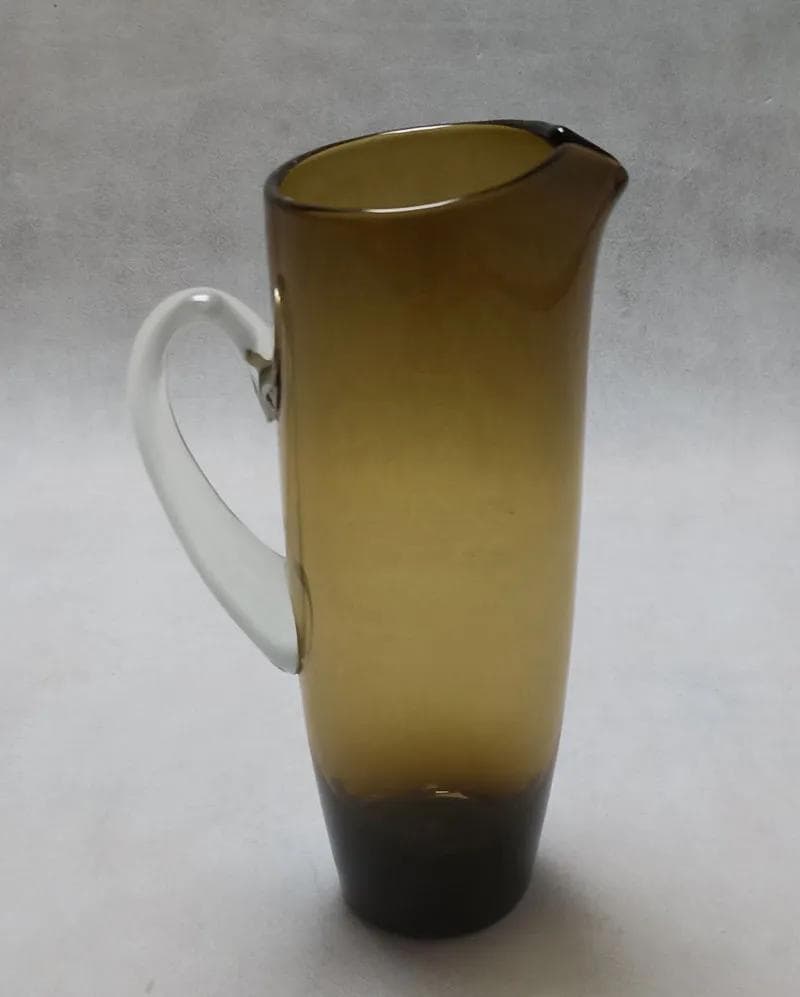 Dzban szklany, brązowy, szkło, Polska, lata 70. - 14454