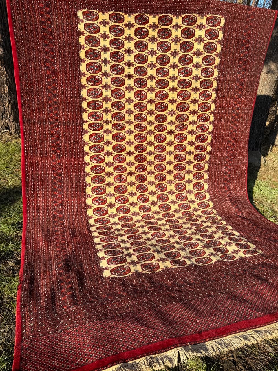 Dywan Buchara, 410x260 cm, bordo, wełna kaszmirowa, Pakistan, lata 90. - 201938