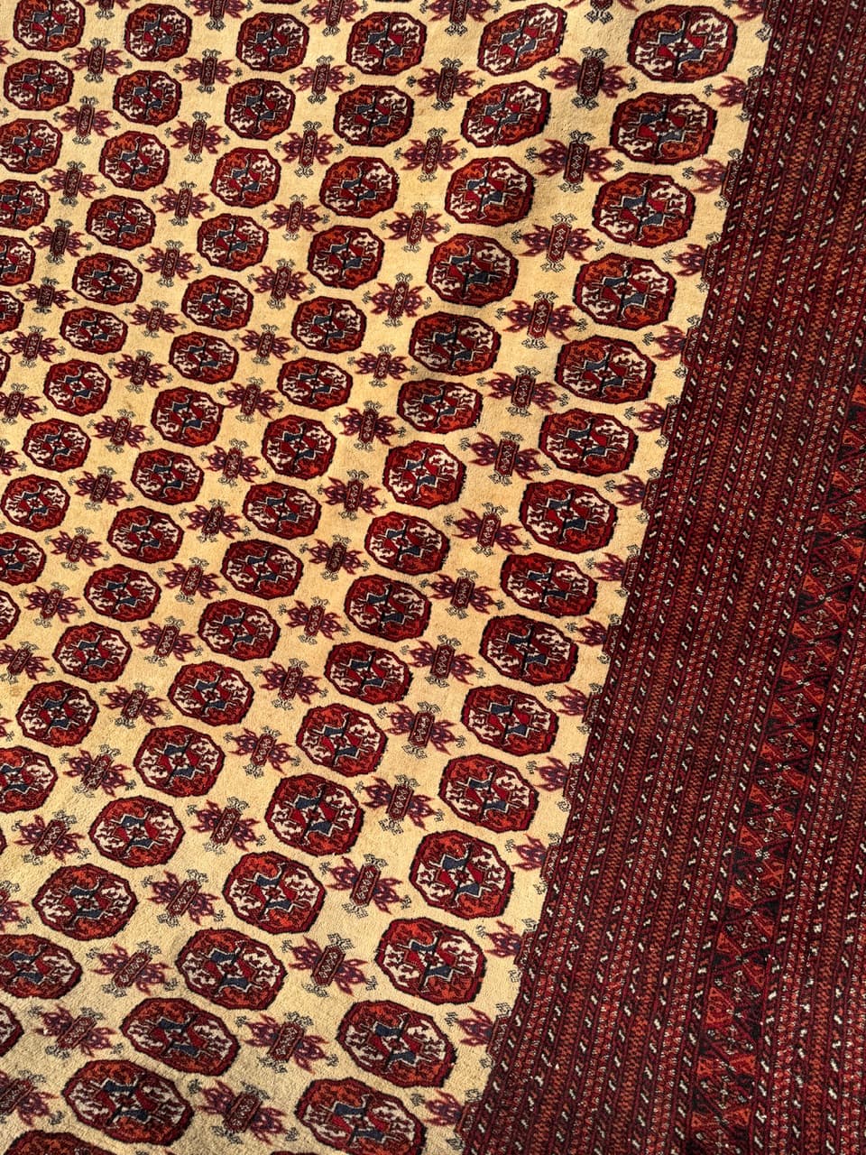 Dywan Buchara, 410x260 cm, bordo, wełna kaszmirowa, Pakistan, lata 90. - 201948