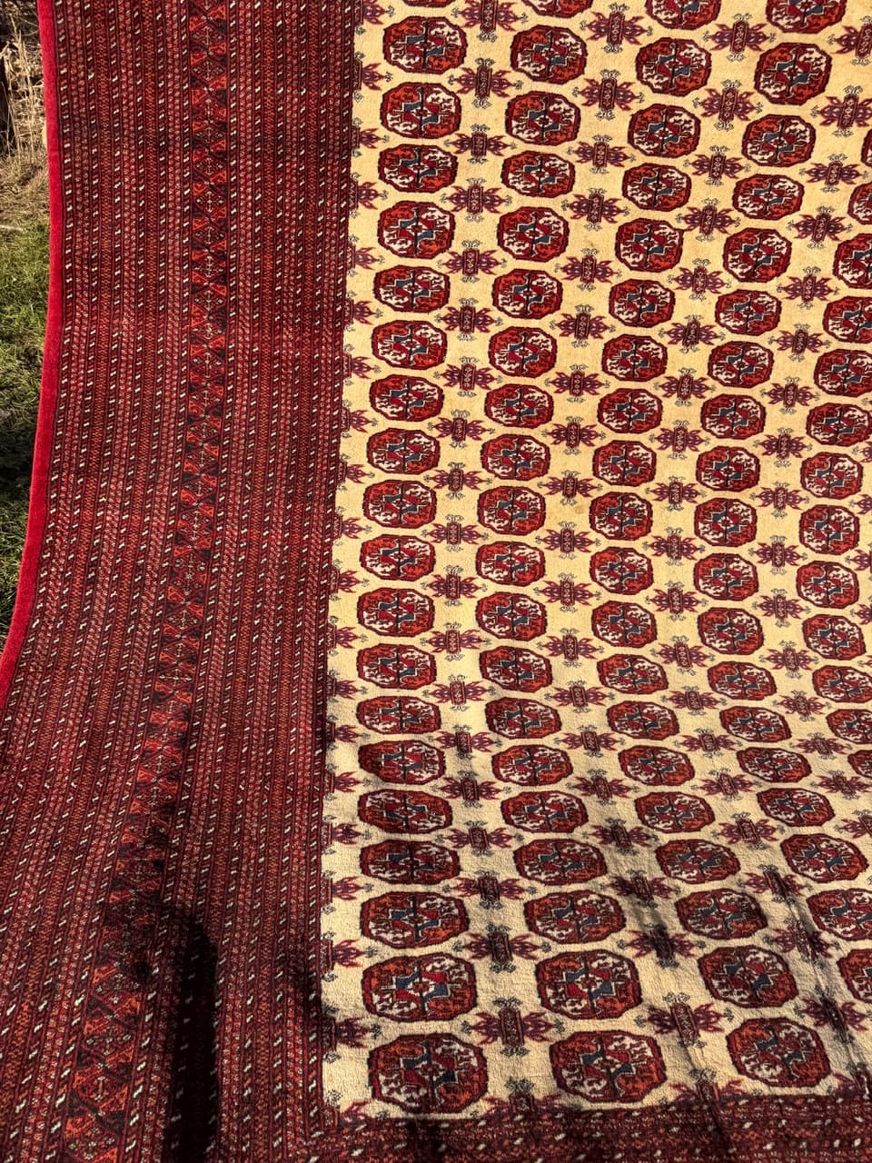 Dywan Buchara, 410x260 cm, bordo, wełna kaszmirowa, Pakistan, lata 90. - 201936