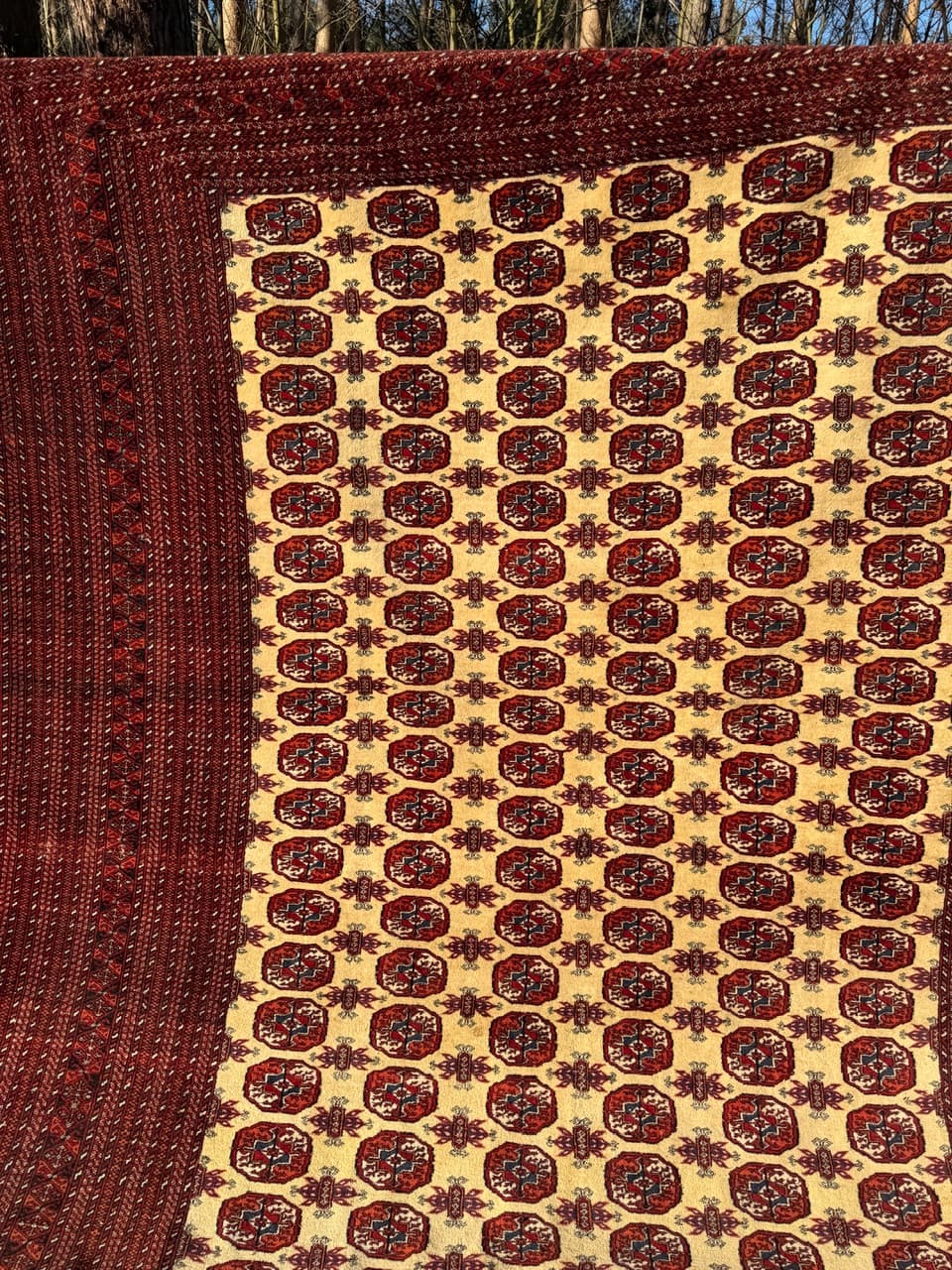 Dywan Buchara, 410x260 cm, bordo, wełna kaszmirowa, Pakistan, lata 90. - 201939