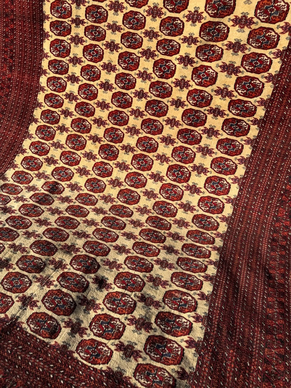 Dywan Buchara, 410x260 cm, bordo, wełna kaszmirowa, Pakistan, lata 90. - 201944