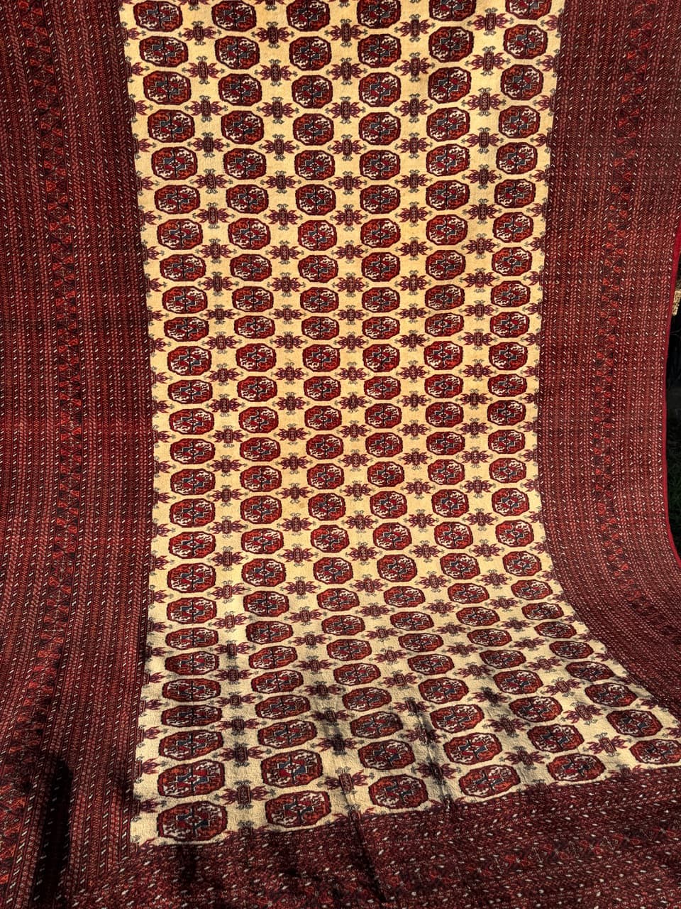 Dywan Buchara, 410x260 cm, bordo, wełna kaszmirowa, Pakistan, lata 90. - 201935