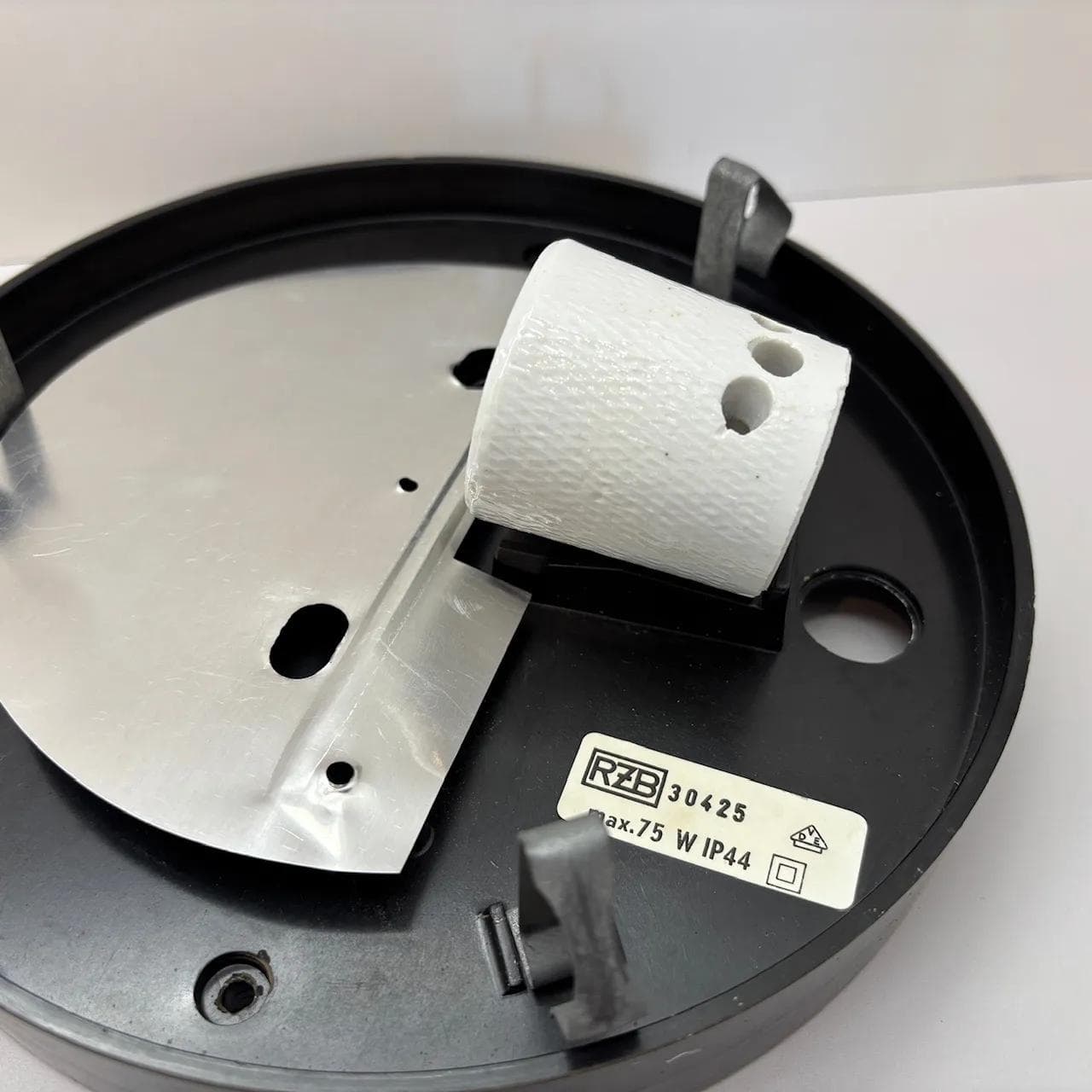 Kinkiet, transparentne szkło, bakelit, RZB, Niemcy, lata 70. - 14233