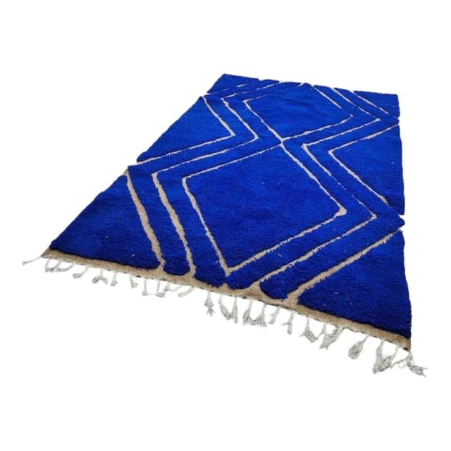 Ręcznie tkany dywan 250x150 cm, wełna, niebieski, Maroko - WYMIARY