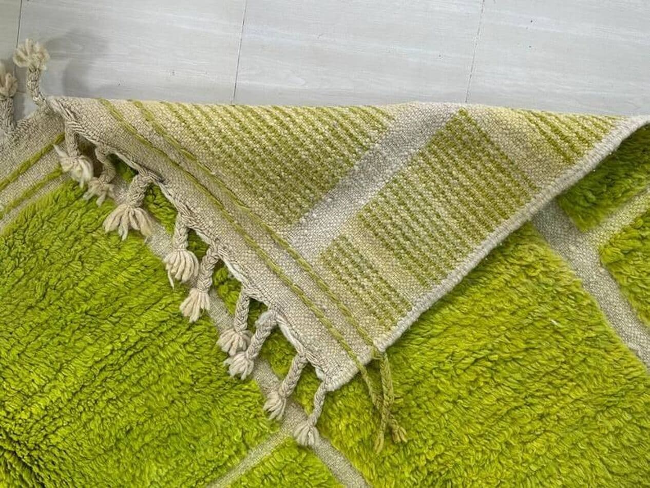 Ręcznie tkany dywan 200x300 cm, wełna, zielony, Maroko - 202044