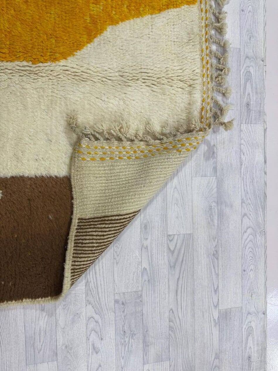 Ręcznie tkany dywan 250x150 cm, wełna, kremowy, żółty, brązowy, niebieski, kraj nieznany - 202030