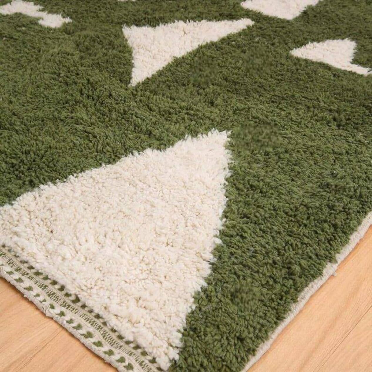 Ręcznie tkany dywan 200x300 cm, wełna, zielony, Maroko - 202014