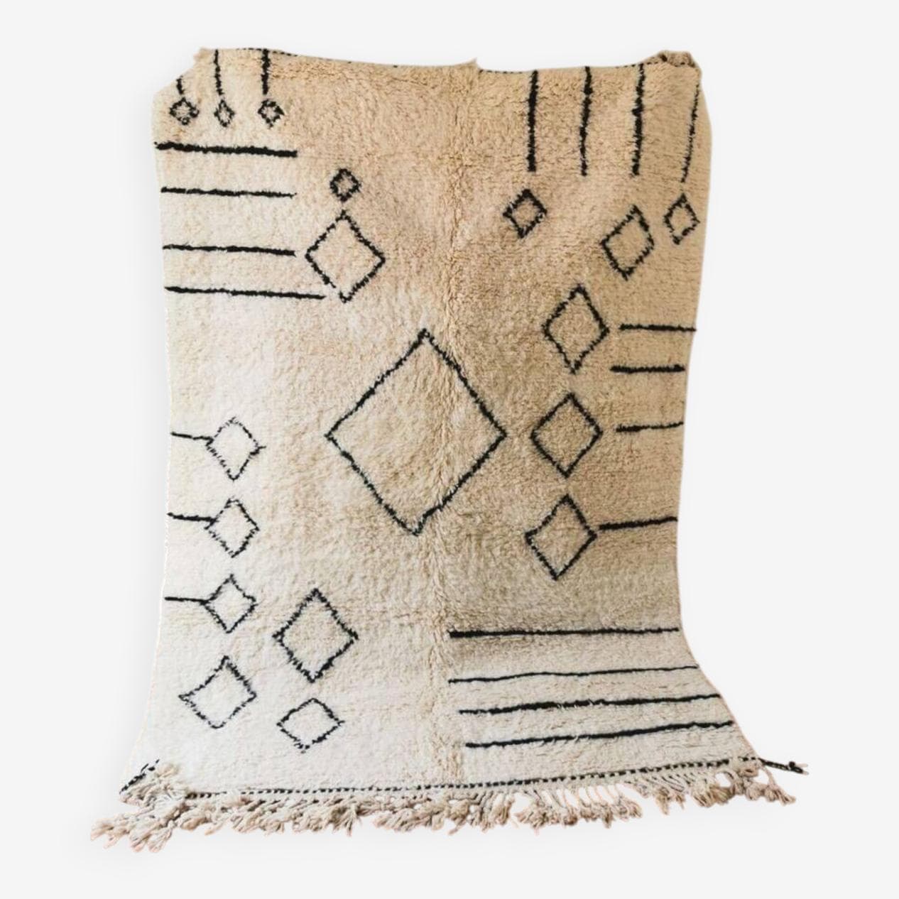 Ręcznie tkany dywan 250x150 cm, wełna, beżowy, czarny, Maroko - 201967