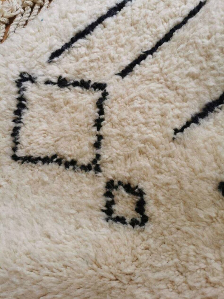 Ręcznie tkany dywan 250x150 cm, wełna, beżowy, czarny, Maroko - 201968