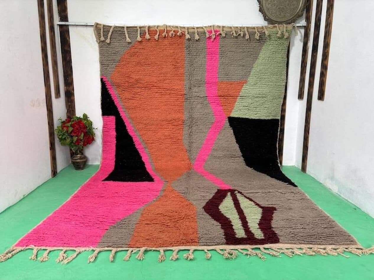 Ręcznie tkany dywan 200x300 cm, wełna, multikolor, Maroko - 201961