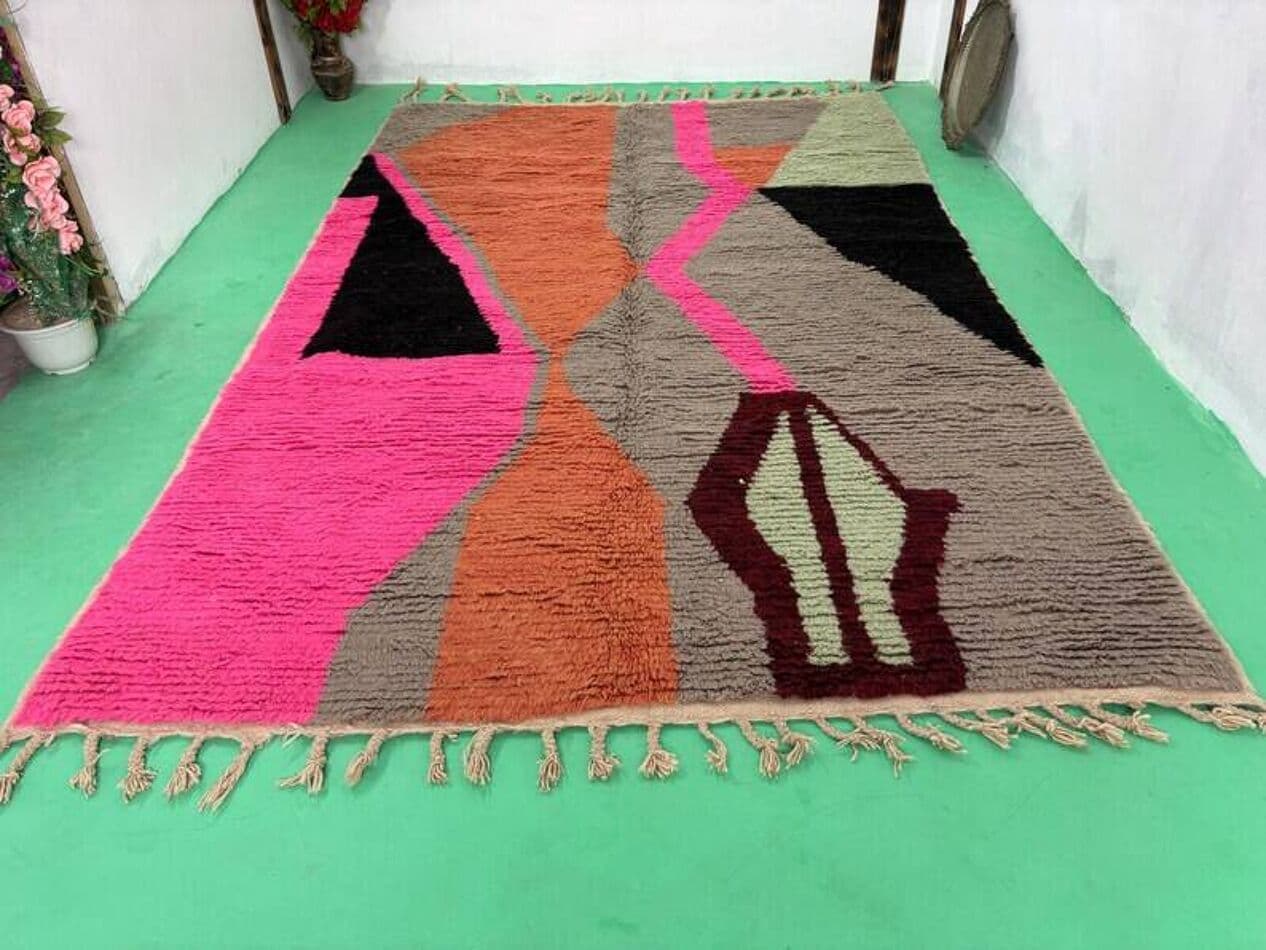 Ręcznie tkany dywan 200x300 cm, wełna, multikolor, Maroko - 201965