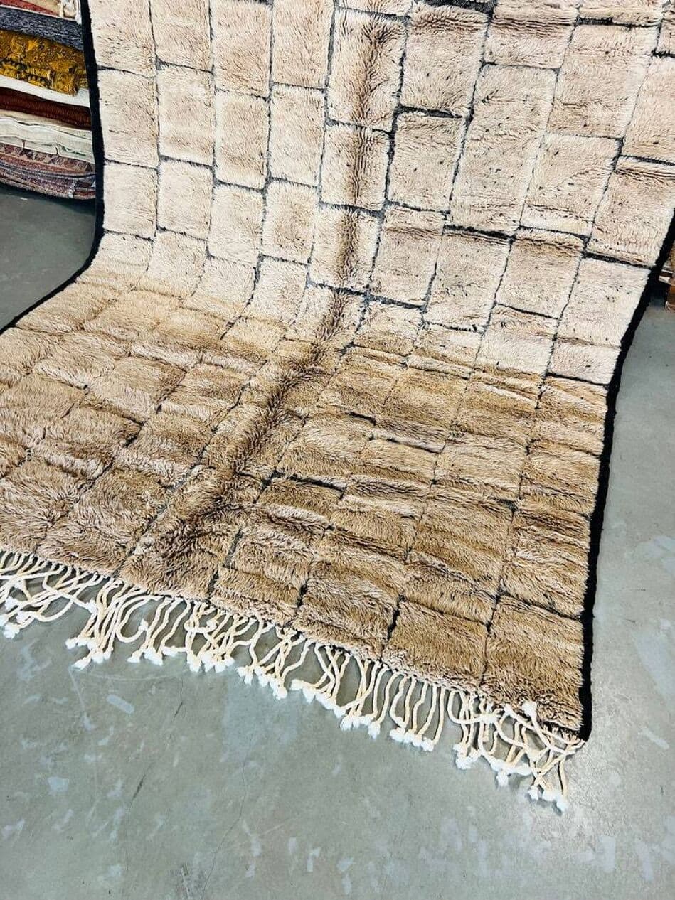 Ręcznie tkany dywan 250x150 cm, wełna, beżowy, Maroko - 203101