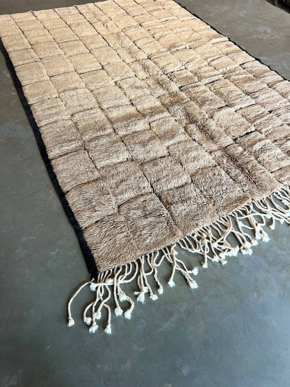 Ręcznie tkany dywan 250x150 cm, wełna, beżowy, Maroko - 203104