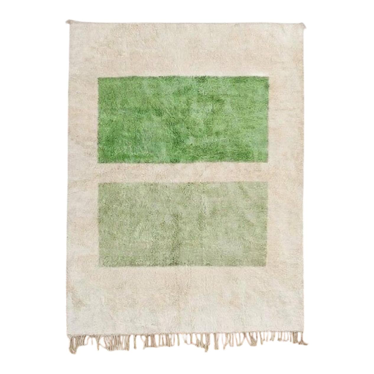 Ręcznie tkany dywan 250x150 cm, wełna, zielony, beżowy, Maroko