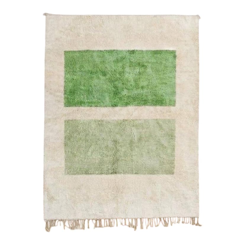 Ręcznie tkany dywan 250x150 cm, wełna, zielony, beżowy, Maroko