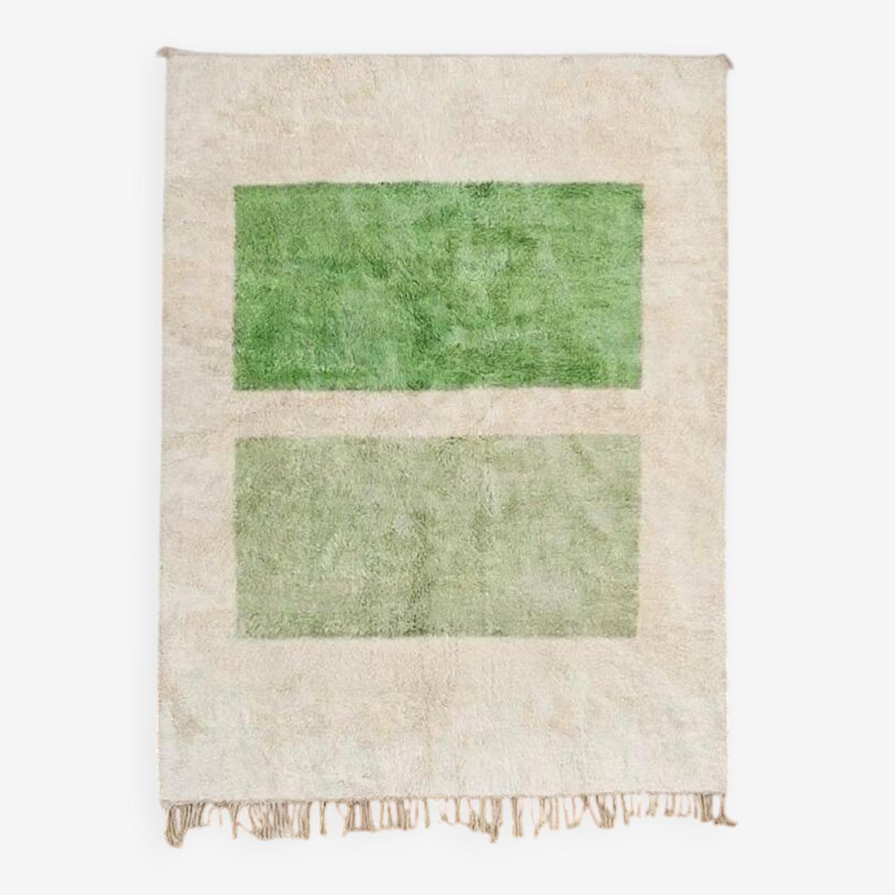 Ręcznie tkany dywan 250x150 cm, wełna, zielony, beżowy, Maroko - 203335