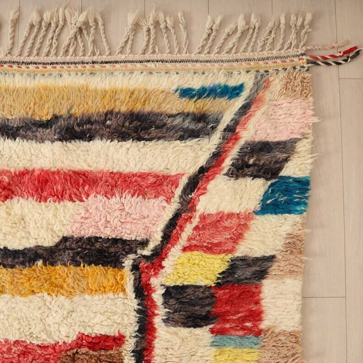 Ręcznie tkany dywan 200x300 cm, wełna, multikolor, Maroko - 203317