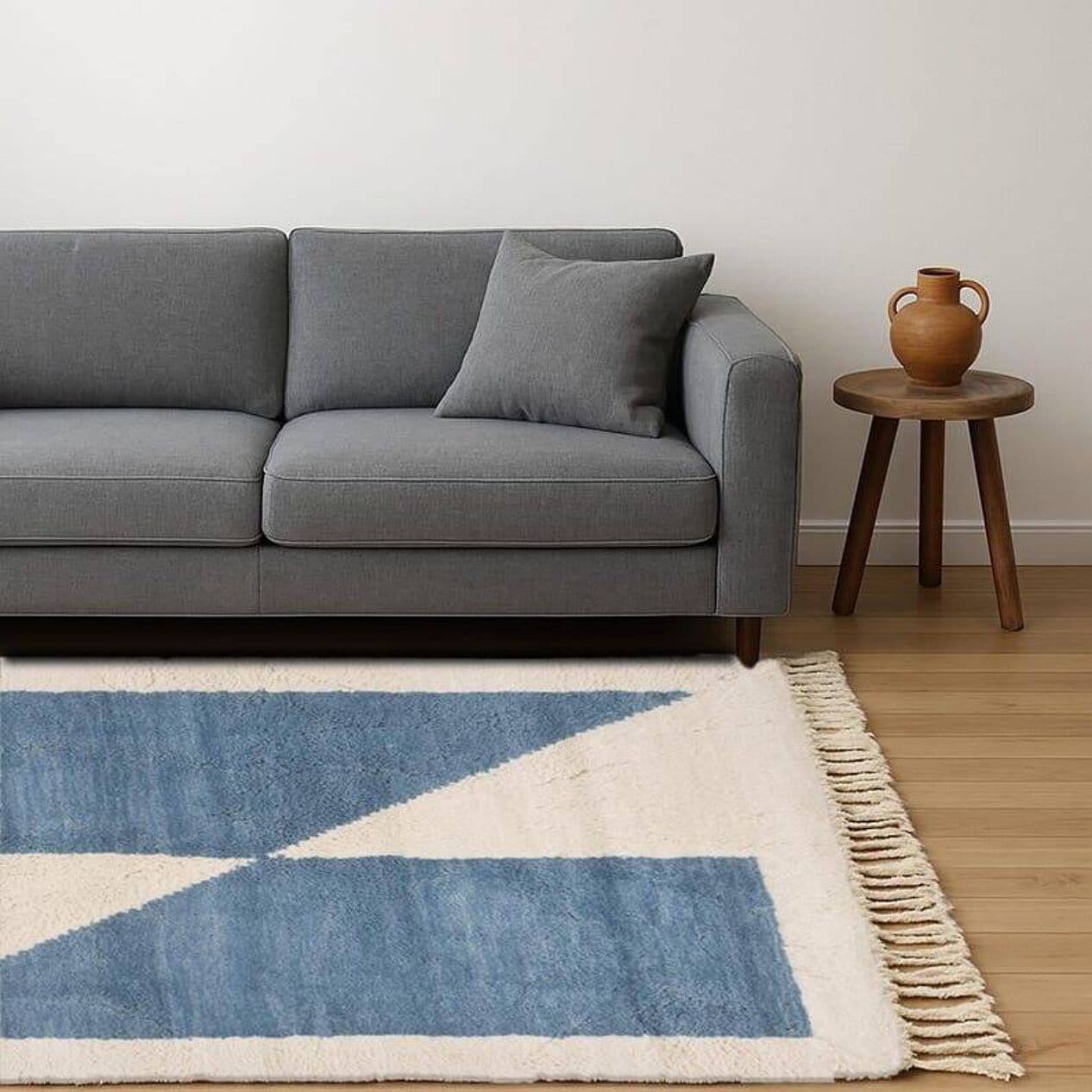 Ręcznie tkany dywan 150x250 cm, wełna, niebieski, Maroko - 203263