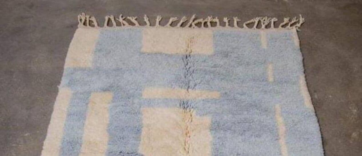 Ręcznie tkany dywan 150x250 cm, wełna, niebieski, beżowy, Maroko - 203246