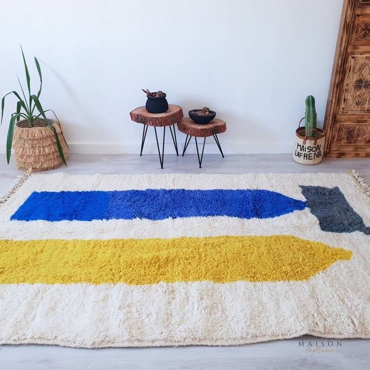 Ręcznie tkany dywan 140x260 cm, wełna, multikolor, Maroko - 203208