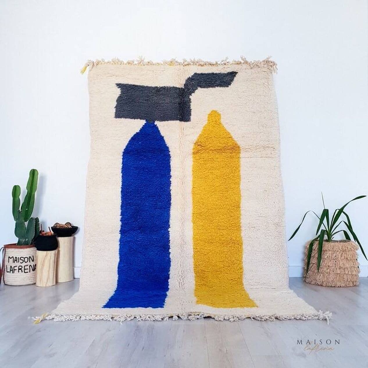 Ręcznie tkany dywan 140x260 cm, wełna, multikolor, Maroko - 203206