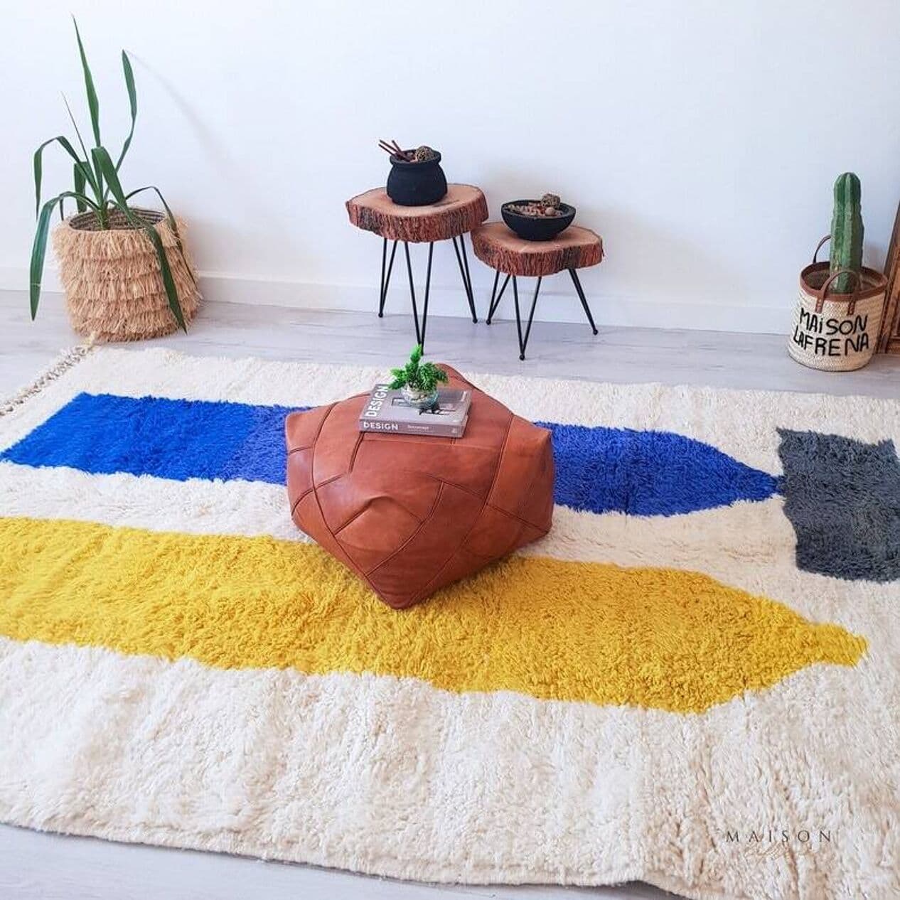 Ręcznie tkany dywan 140x260 cm, wełna, multikolor, Maroko - 203210