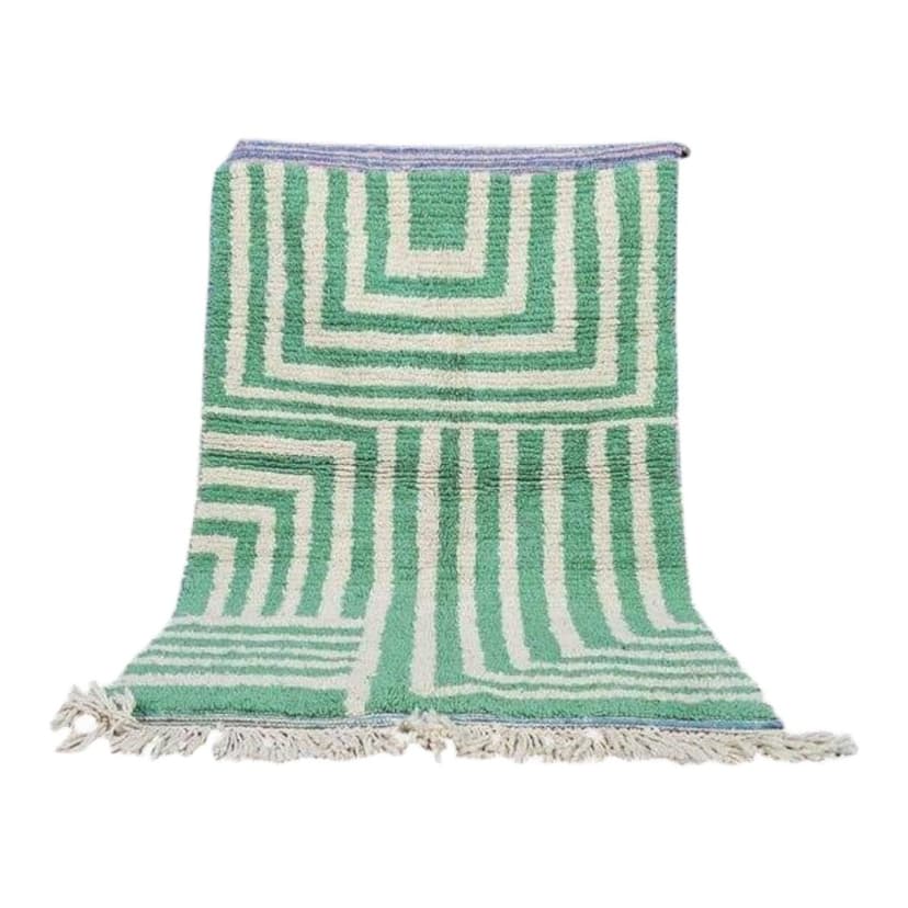 Ręcznie tkany dywan 140x260 cm, wełna, zielony, Maroko